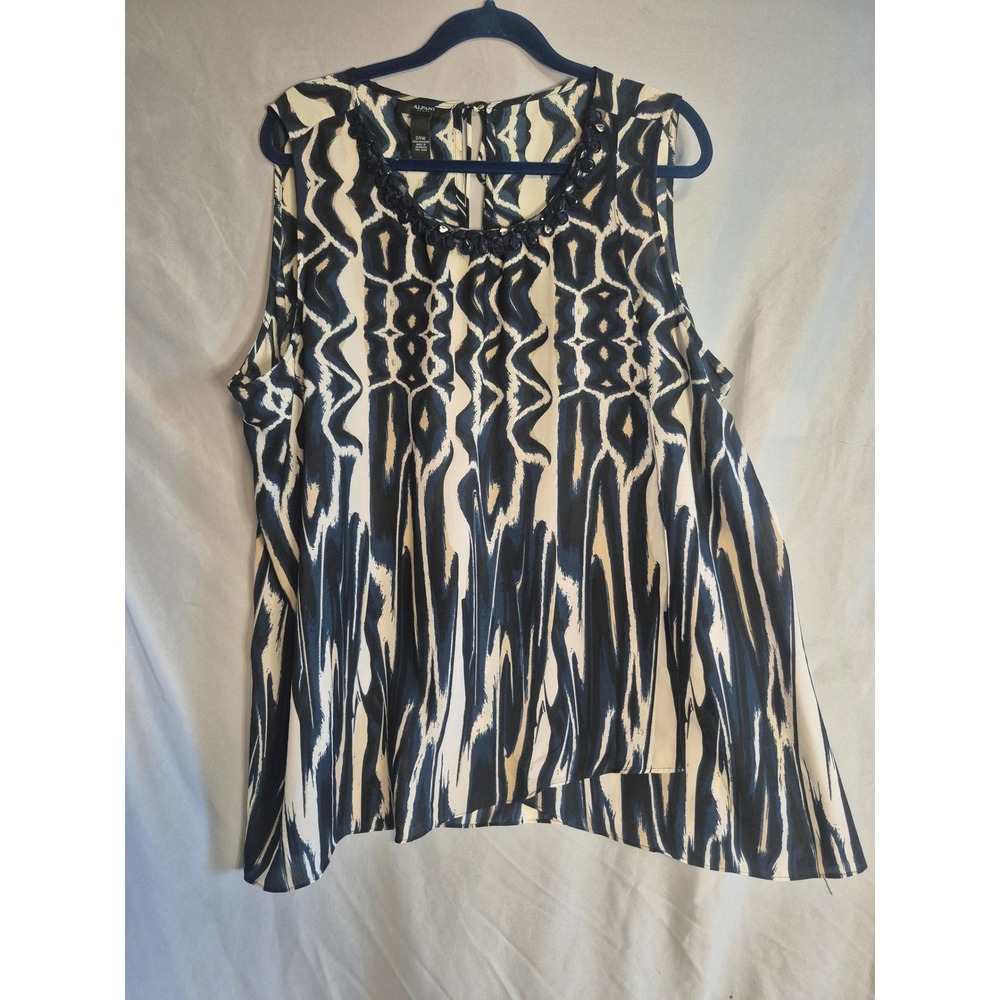 Alfani Woman 24W Sleeveless Beaded Neckline Animal Print Blouse‎ Top